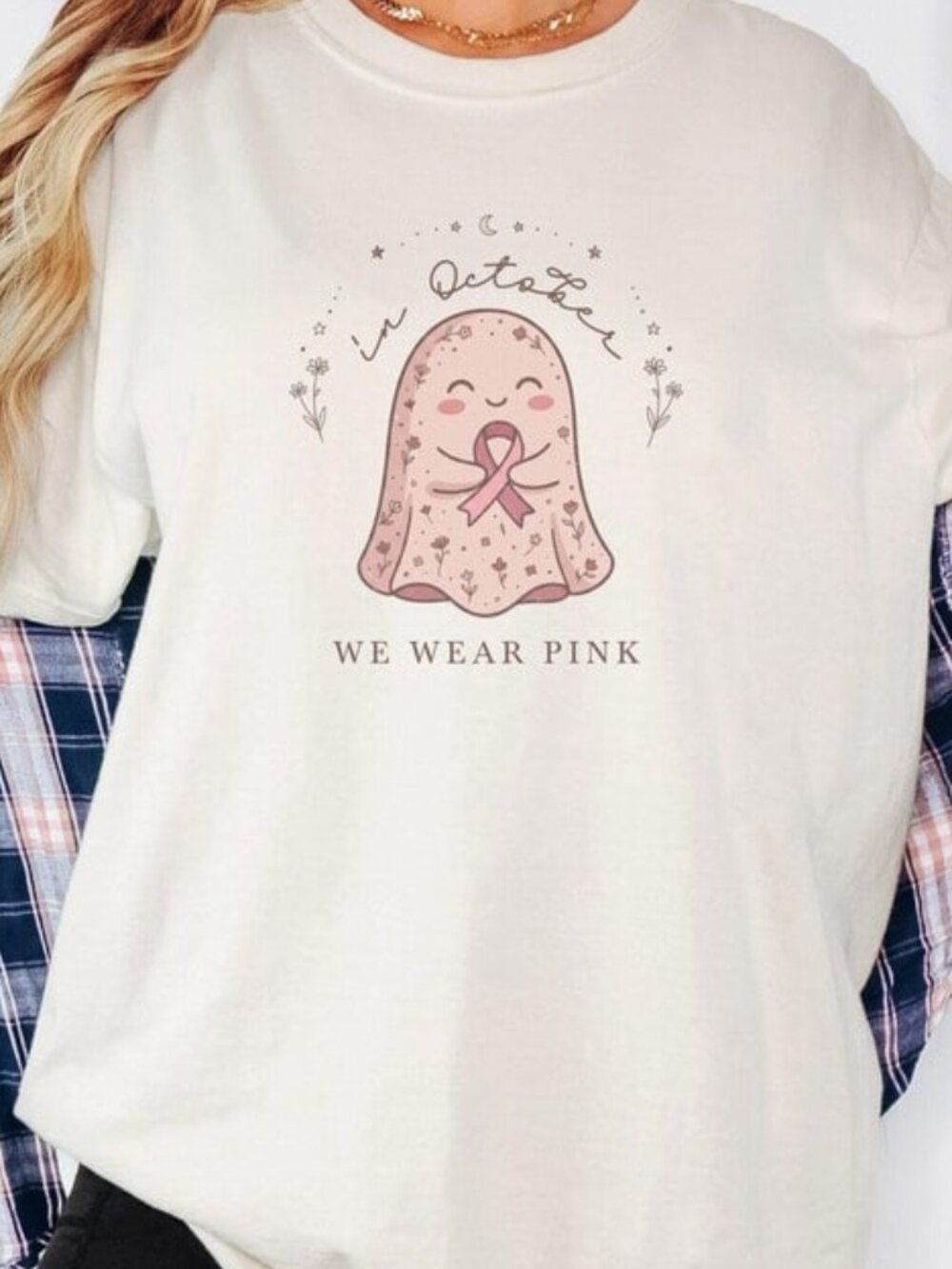 Cute Ghost Pink October Shirt, In October We Wear Pink Tee